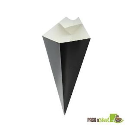 Black Cone With Built-In Sauce Cup - 8.94 In.